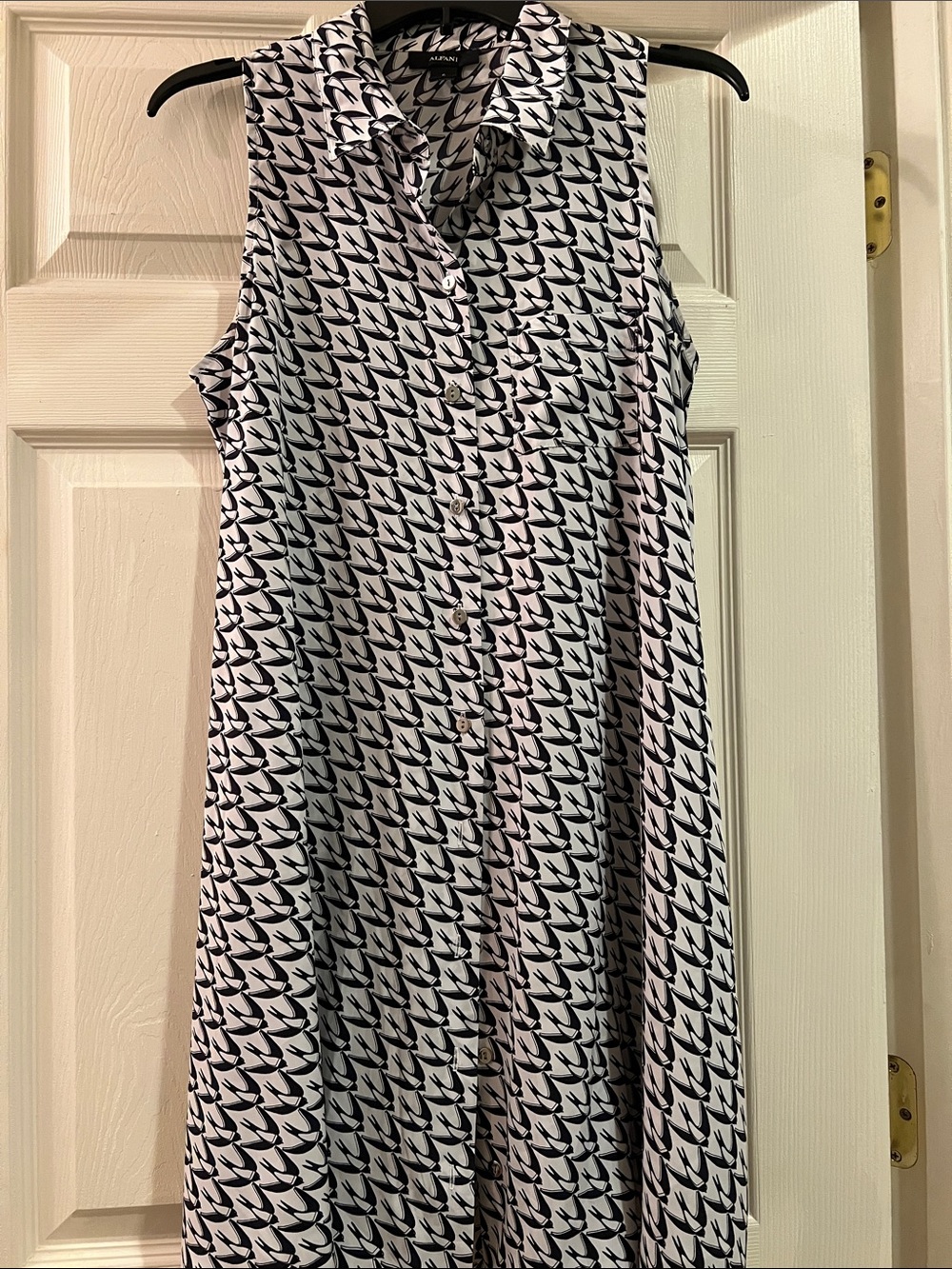 Alfani Black & White Sleeveless Button-Front Midi Dress